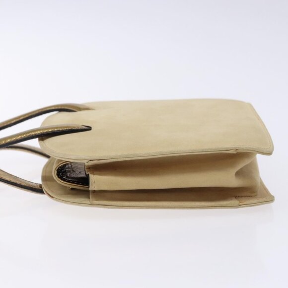 Salvatore Ferragamo Hand Bag Suede Beige Gold Auth 134611 - Picture 4 of 16